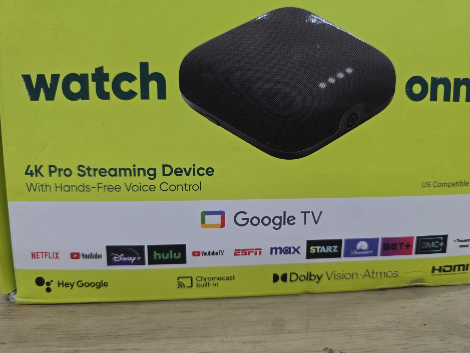 ONN 4K Pro Google TV Streaming Device w Dolby Atmos/Dolby Vision