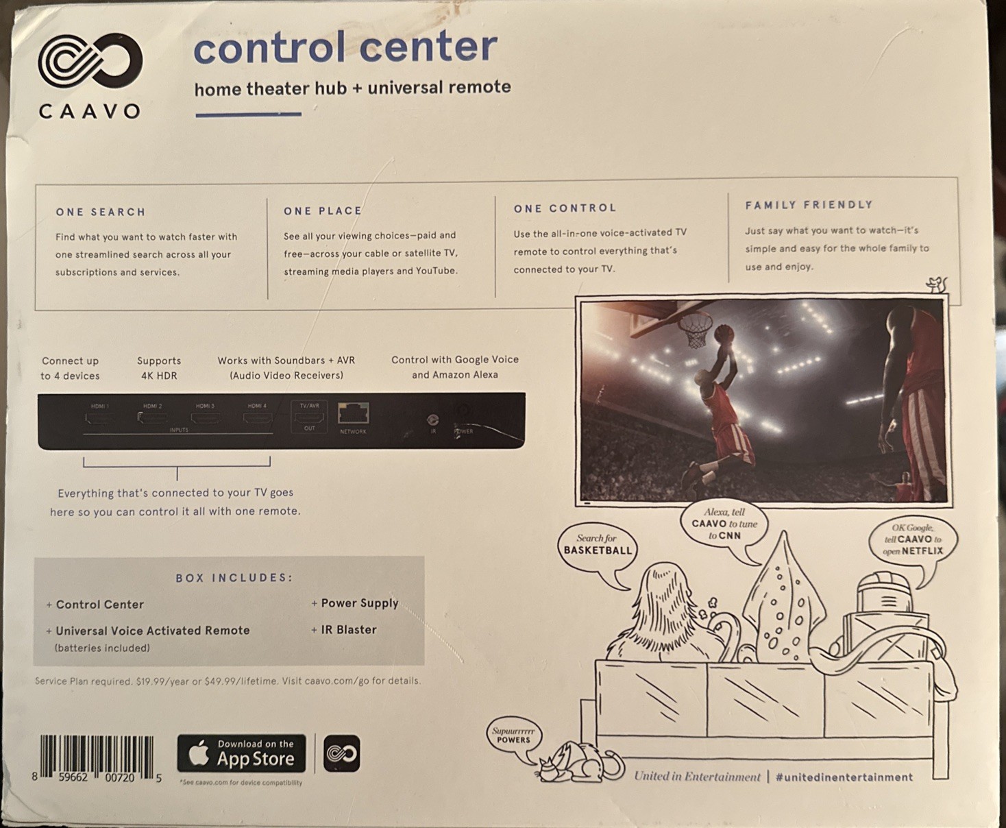 Caavo Control Center Entertainment Hub & Universal Remote w/ Voice Control HDRX4