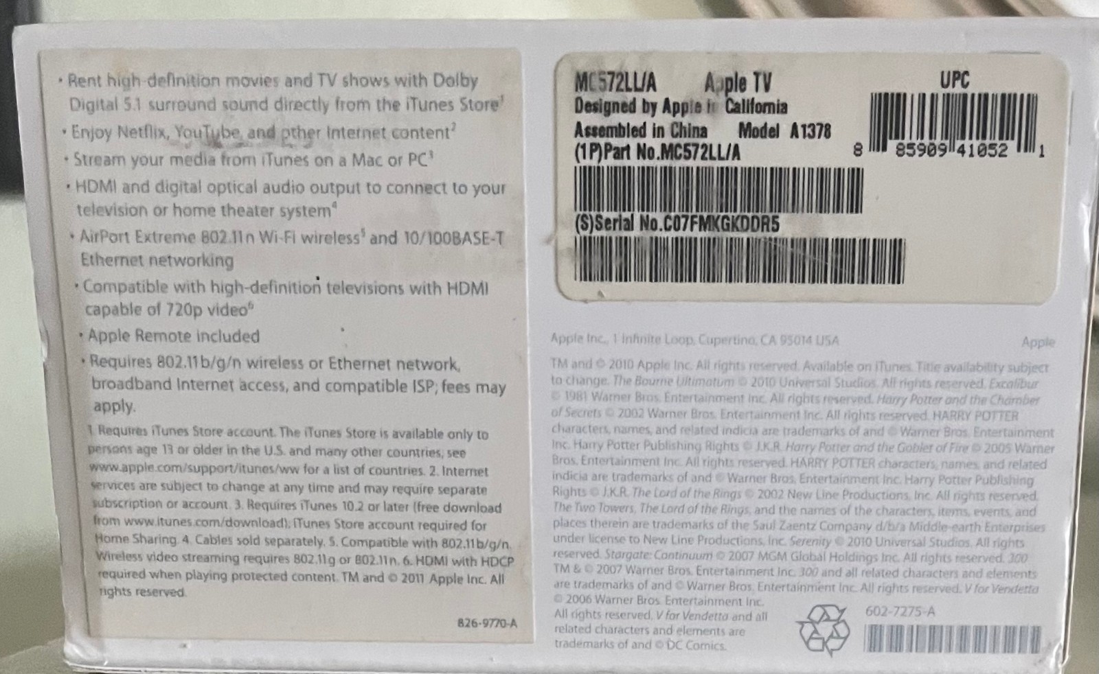 Apple TV 2nd Gen Digital Media Streamer A1378 MC572LL/A – New – Complete in Box