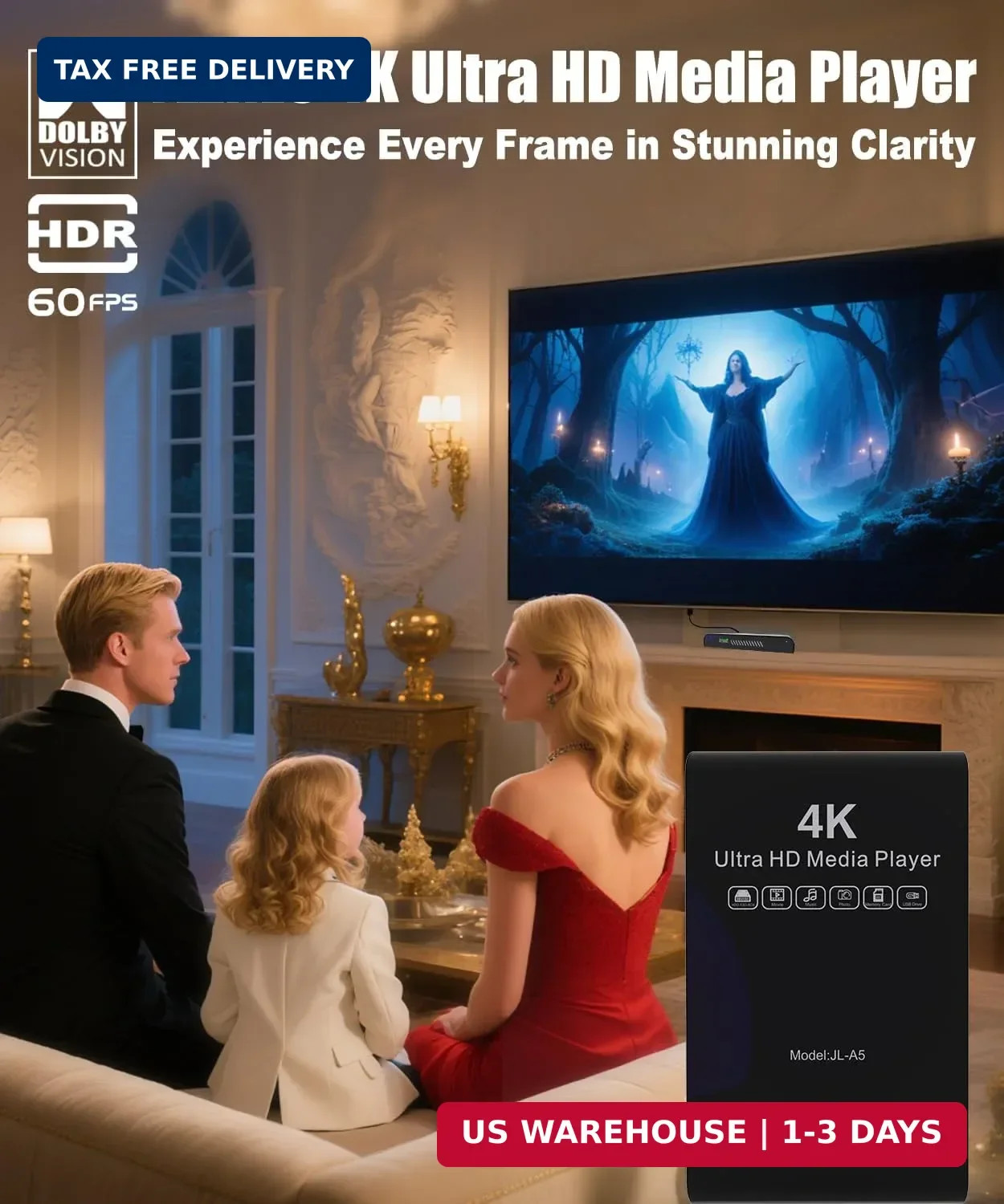 4K Ultra HD Media Player & HDD Enclosure 2-in-1,Digital Signage, Play H.265/HEVC