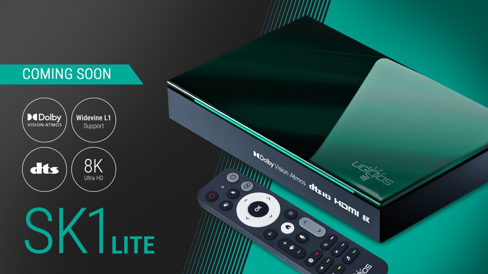 UGOOS SK1 Lite 8K UHD TV Box Android 14 S928X-K 4G 64G WiFi6 1000M AV1 HDR Box