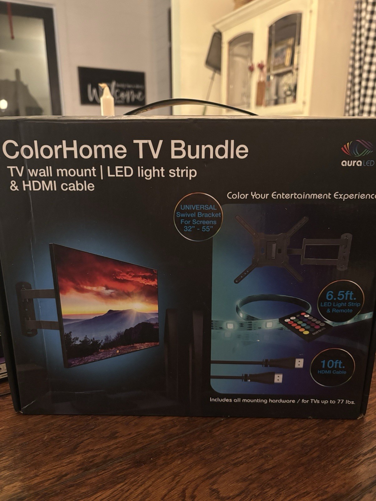 ColorHome Tv bundle With Tv Mount Color LED Lighting With Remote Color Change