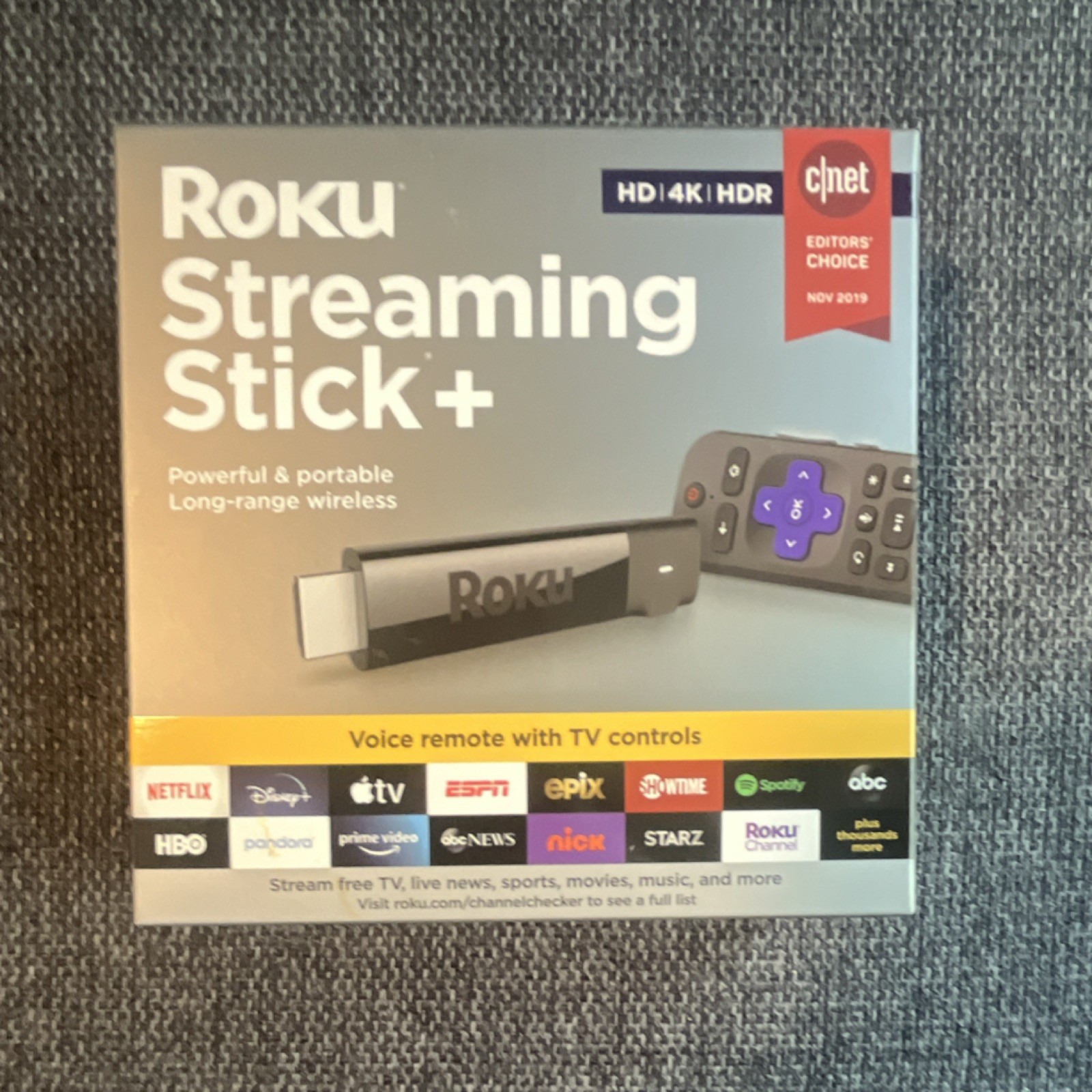 Roku Streaming Stick+ 4K HDR Voice Control HDMI Wi-Fi Quad Core Black 2160p