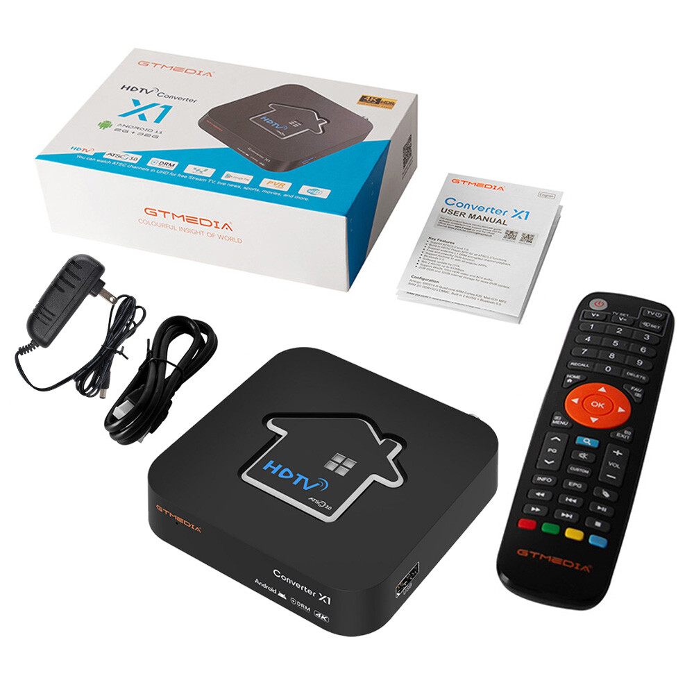 GTMedia X1 TV Tuner 4K ATSC 3.0 DRM over-the-air Free DVR Android Streaming Box