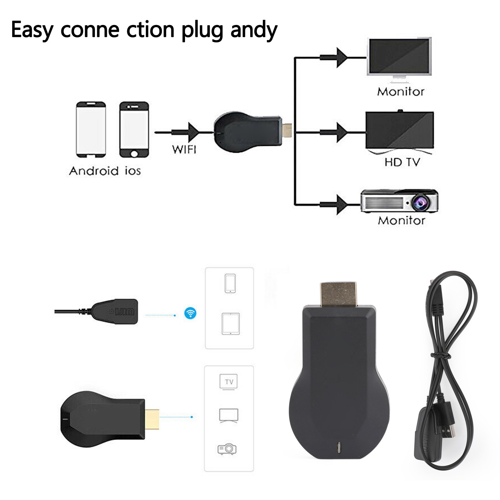 ✨M9 + Air Play HD TV Stick WIFI Display Receiver Dongle Streamer