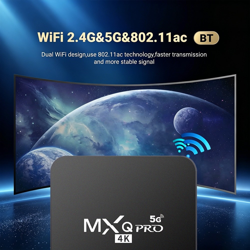 MXQ Pro 4K Android 14 Quad Core Smart TV Box 4GB RAM 32GB Storage Wifi