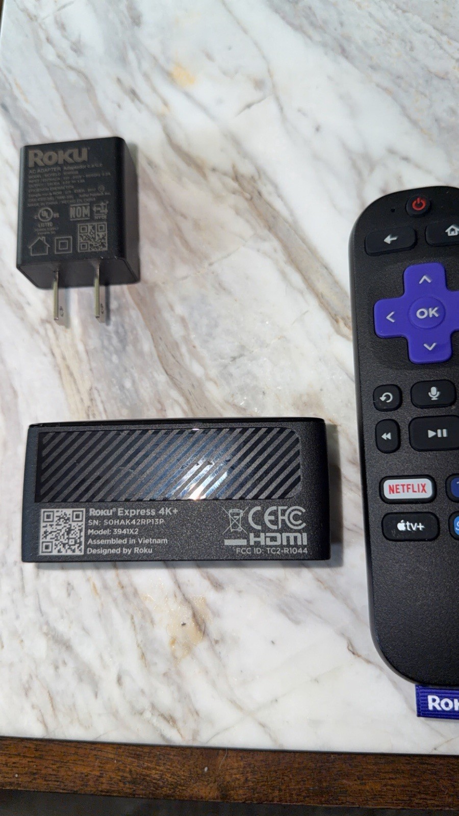 Roku Express 4K+ 3941X2 2160p Voice Remote HDMI Black w/ Power Adapter