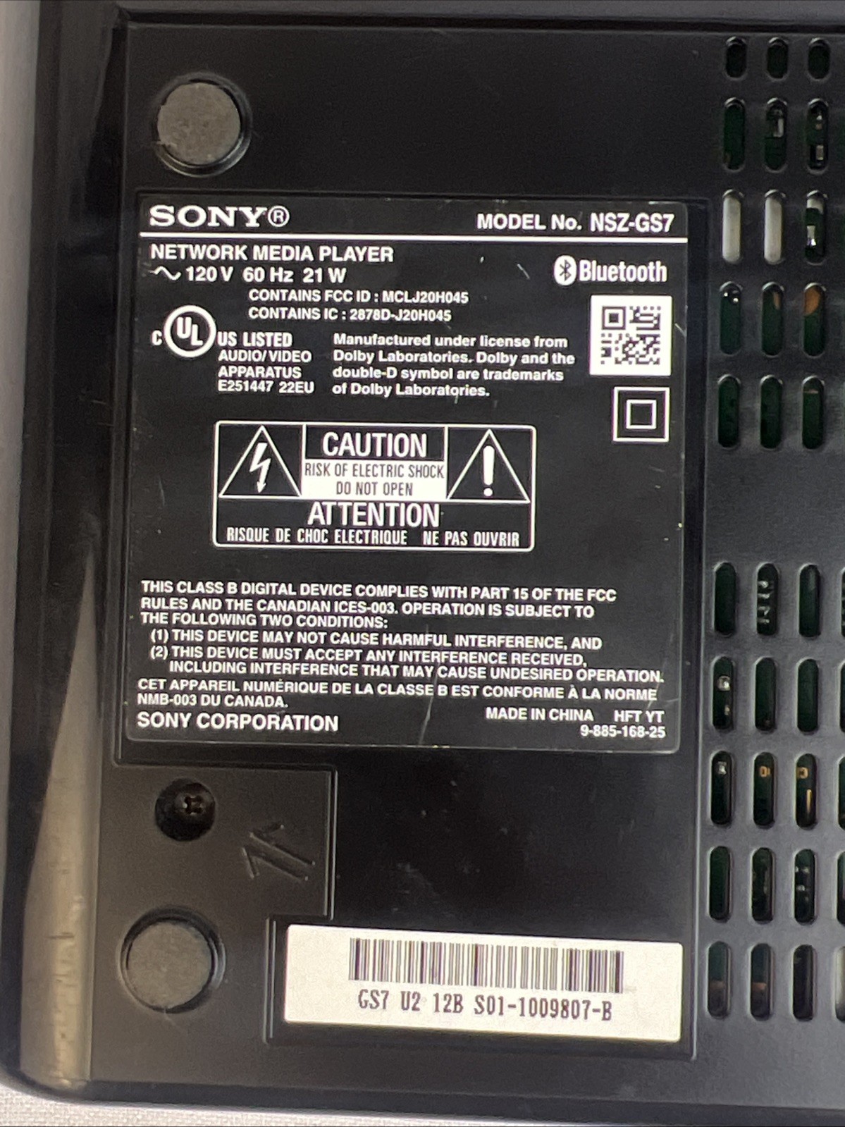 Sony NSZ-GS7 Internet Player W/ Remote Streamer Google TV HDMI WIFI Bluetooth