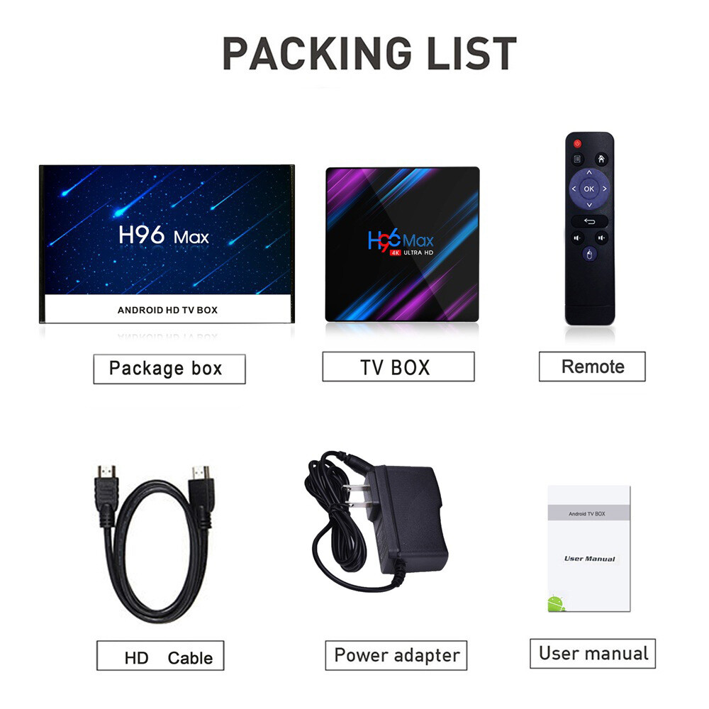 H96 Max Smart TV Box Android 9.0 Quad Core 64 Bit 4K HD 5.8GHz WiFi Media Player