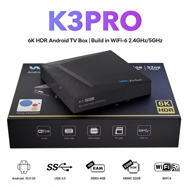 Premium WE2USAT K3 Pro TV Box 6K HDR IPTV Box 4GB+32GB Android 10.0 Live TV Box