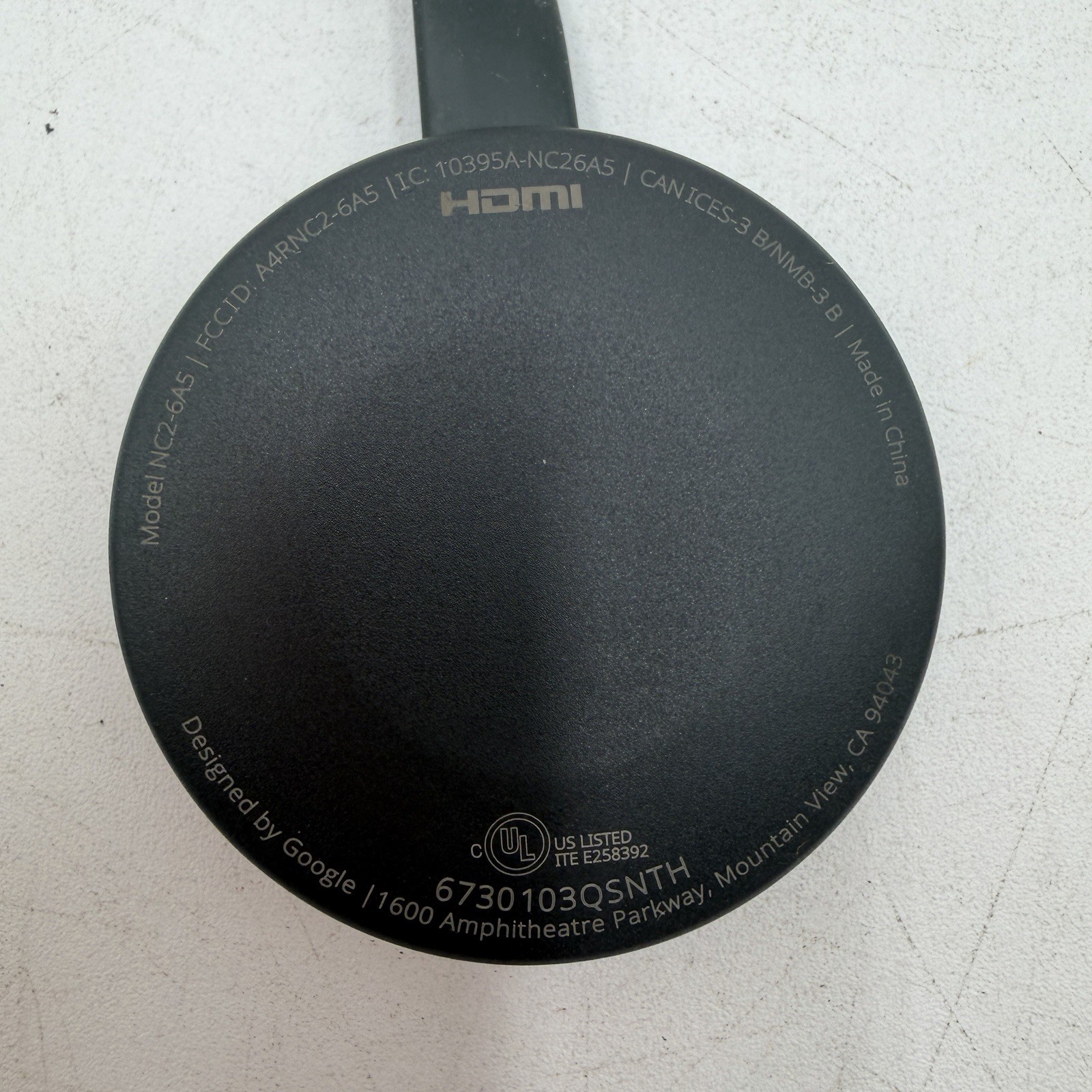 Google Chromecast Model NC2-6A5 HDMI Black 2nd Device Only