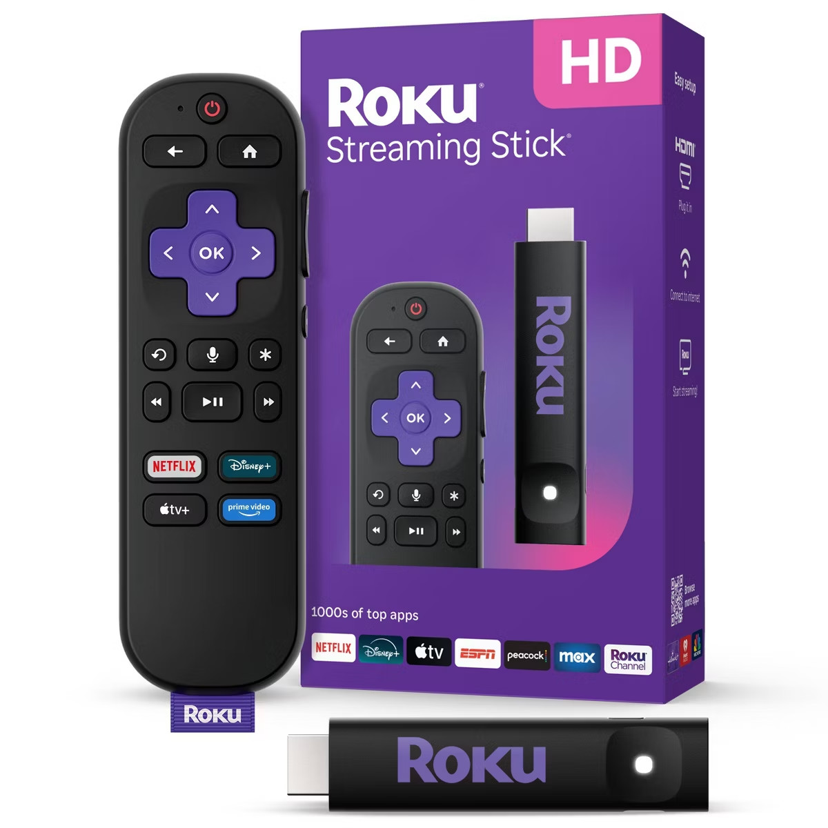 Roku Streaming Stick HD Media Player with Voice Remote – 2025 Model – New Sealed