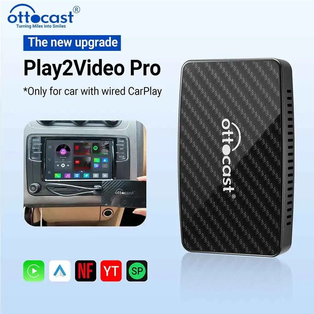 Ottocast Play2Video Pro AI BOX Wireless CarPlay/Android Auto Multimedia Adapter