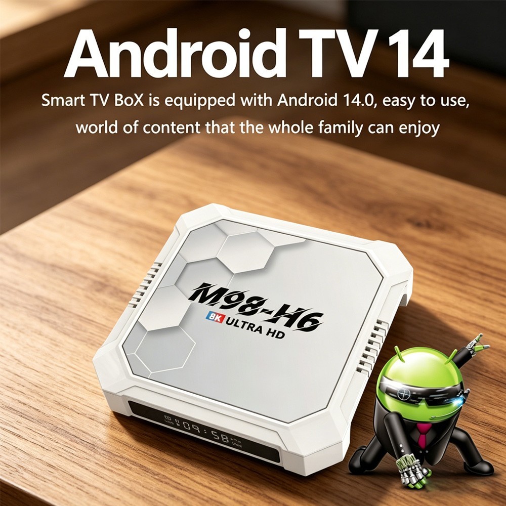 M98-H6 4K Ultra HD Android 14 TV Stick WiFi Bluetooth 5.4 HDMI Streaming Device