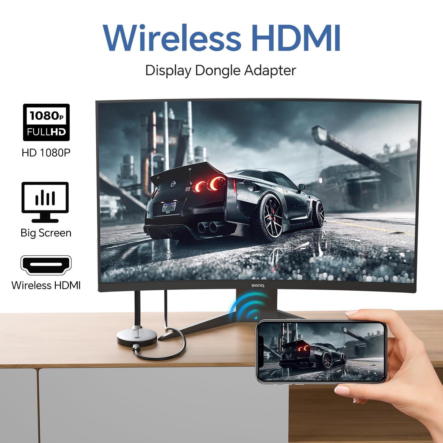 Wireless HDMI Display Dongle Adapter – Miracast Dongle, DLNA, AirPlay – Plug …