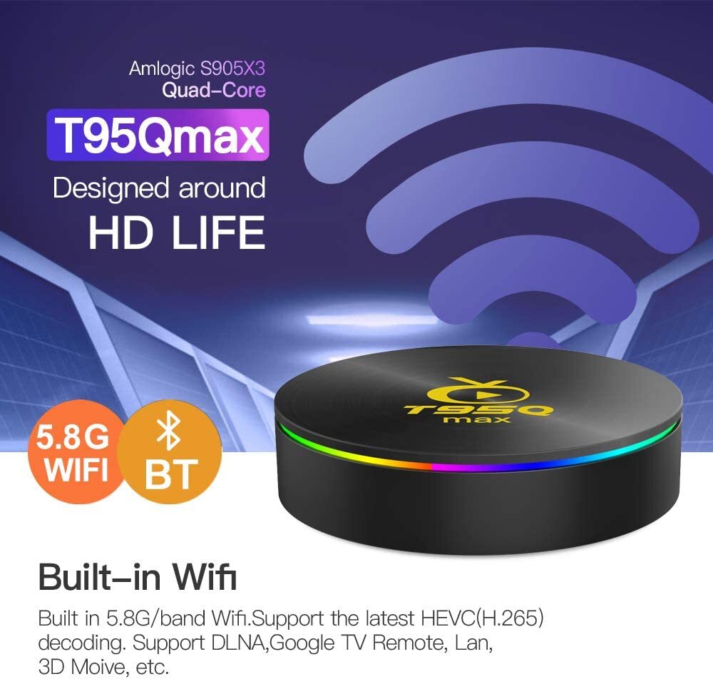 Android 9.0 TV Box Amlogic S905X3 T95Q MAX Android TV Box 4GB RAM 64GB ROM