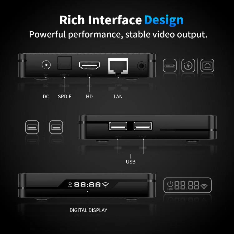 X88 Pro X5M Android 14.0 Smart TV Box, S905X5M 2.0GHz 64-bit Quad-core Cortex-A