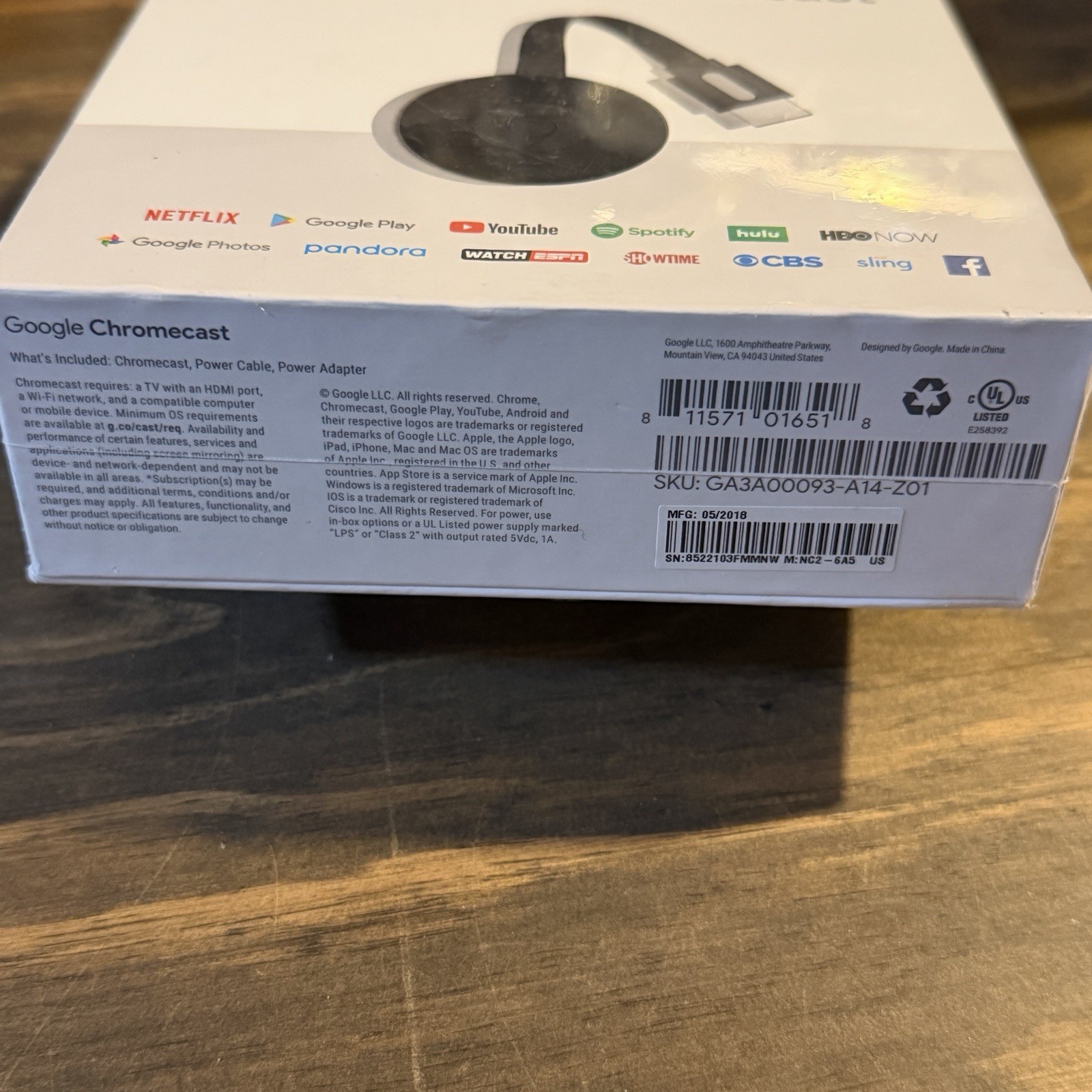 Google Chromecast 2nd Generation HD Media Streamer (NC2-6A5) -New Sealed
