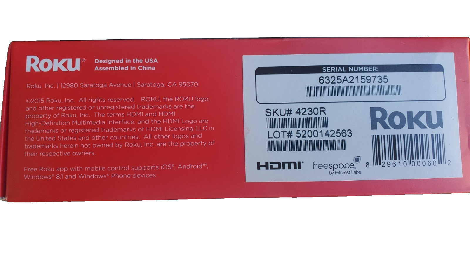 Roku 3 Digital HD Media Streamer Black model# 4230X with remote, and adapter