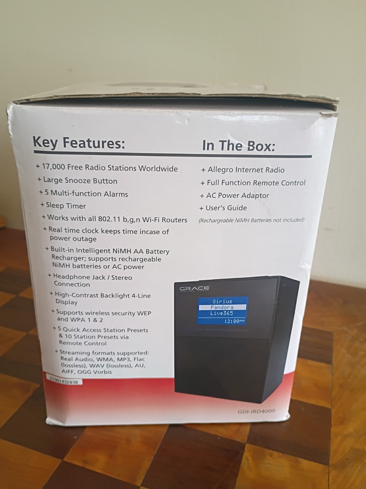 Grace Digital Audio Allegro GDI-IRD4000 WiFi Internet Radio- w/ Remote & Box