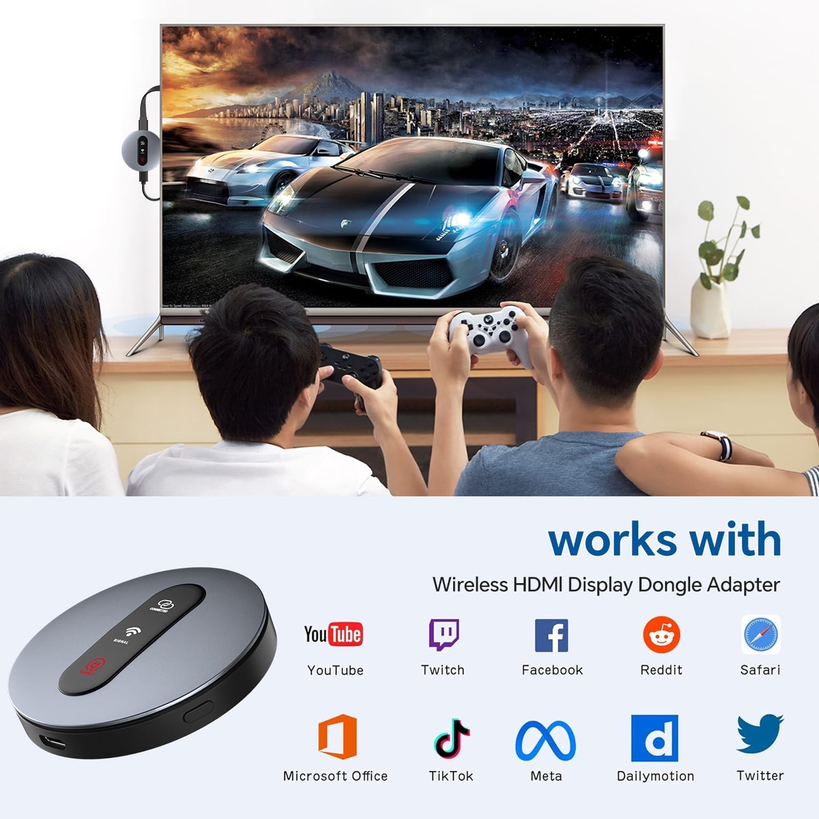 Wireless HDMI Display Dongle Adapter – Miracast with AirPlay Silver