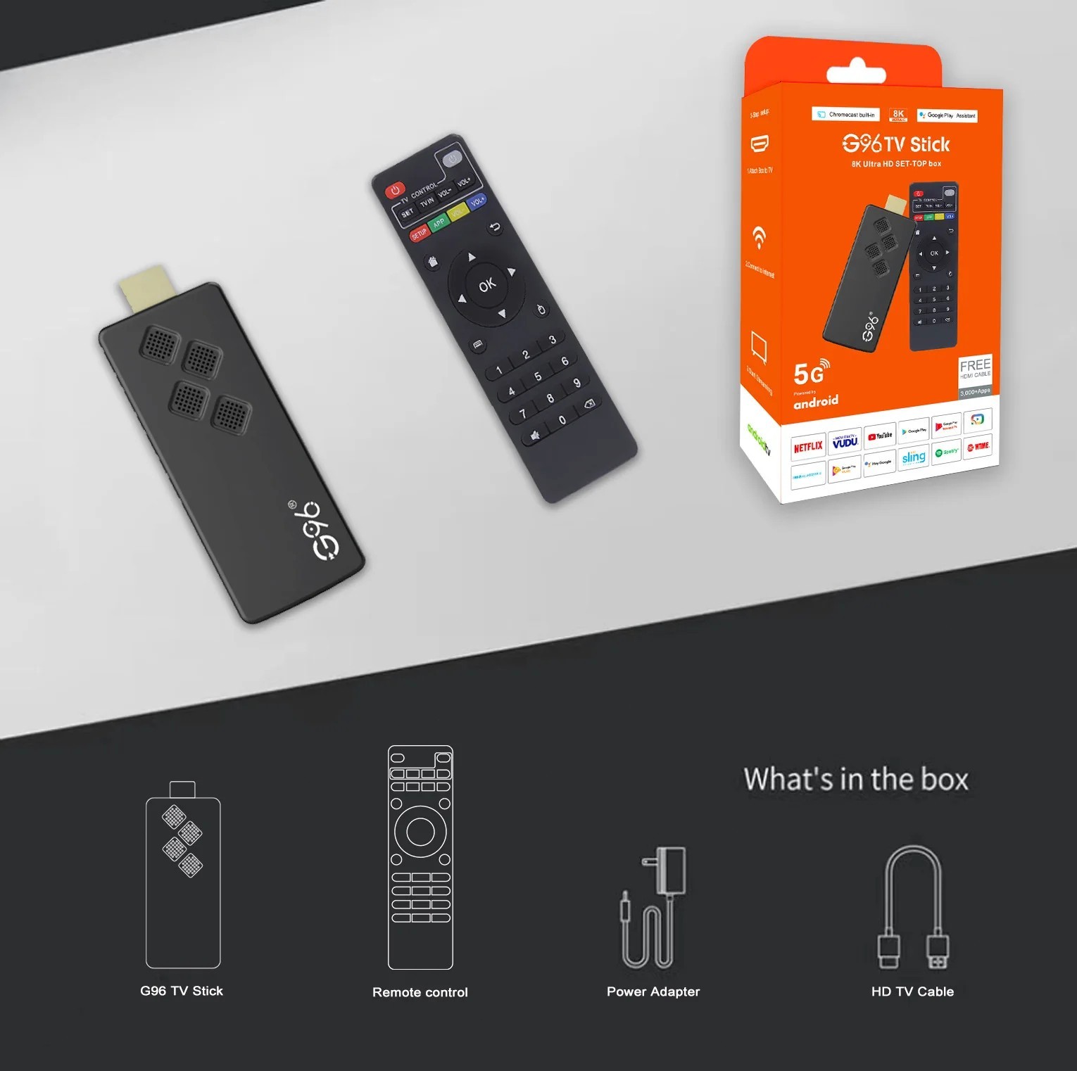 G96 Android 13 TV Stick 8K Streaming Media 2GB+16GB Allwinner H313 NEW UK