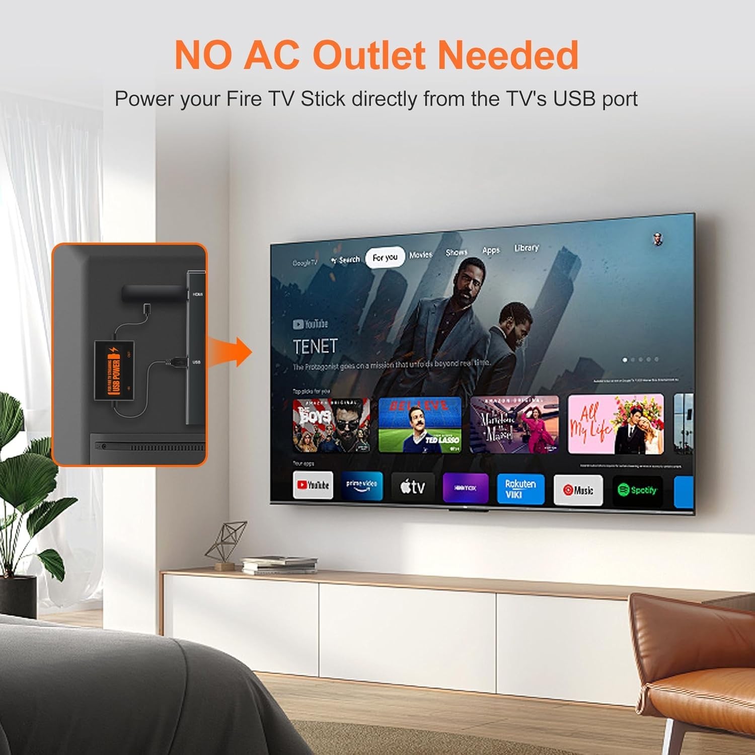 Versatile USB Power Adapter for Fire Stick – Works with All Streaming Devices