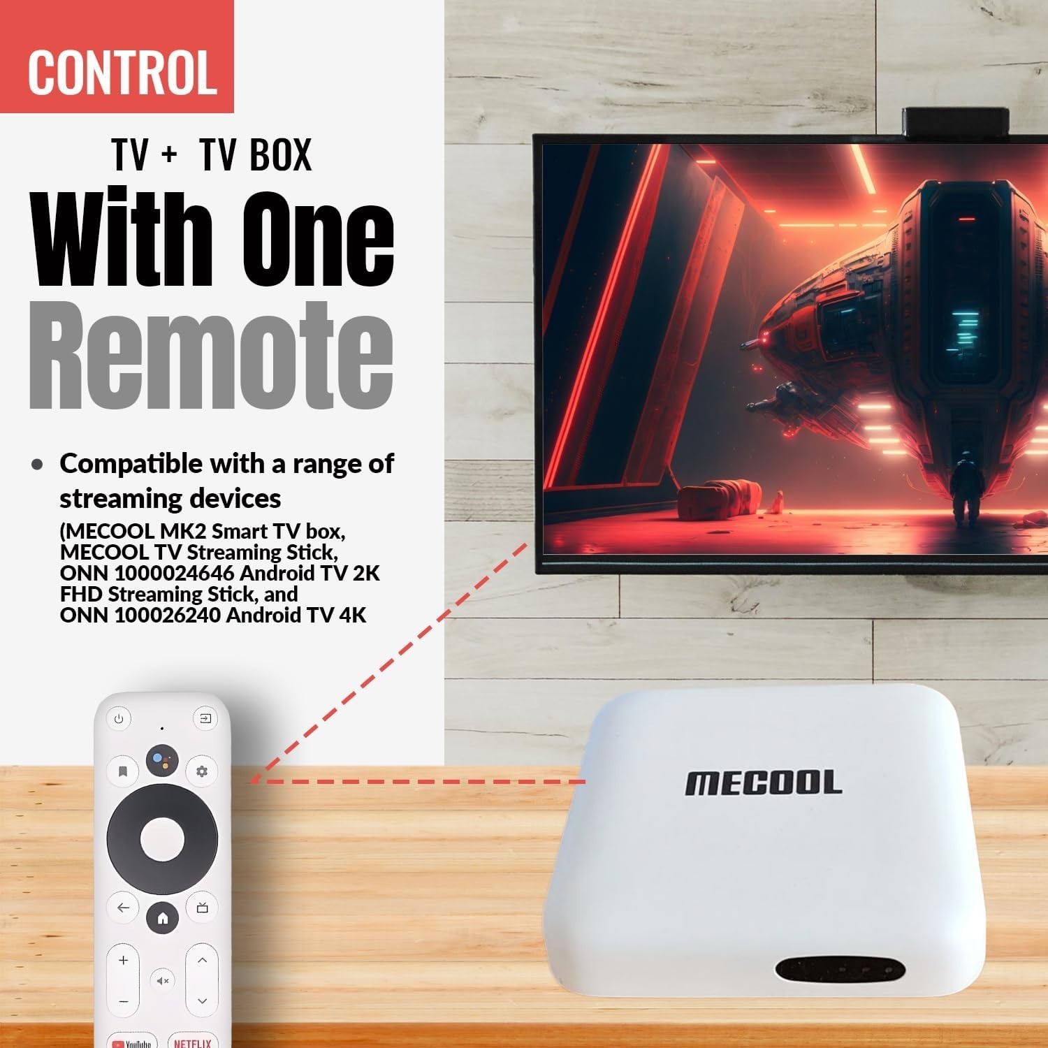 Ergonomic MECOOL KM2 Remote Control for Seamless 2K FHD & 4K UHD Streaming