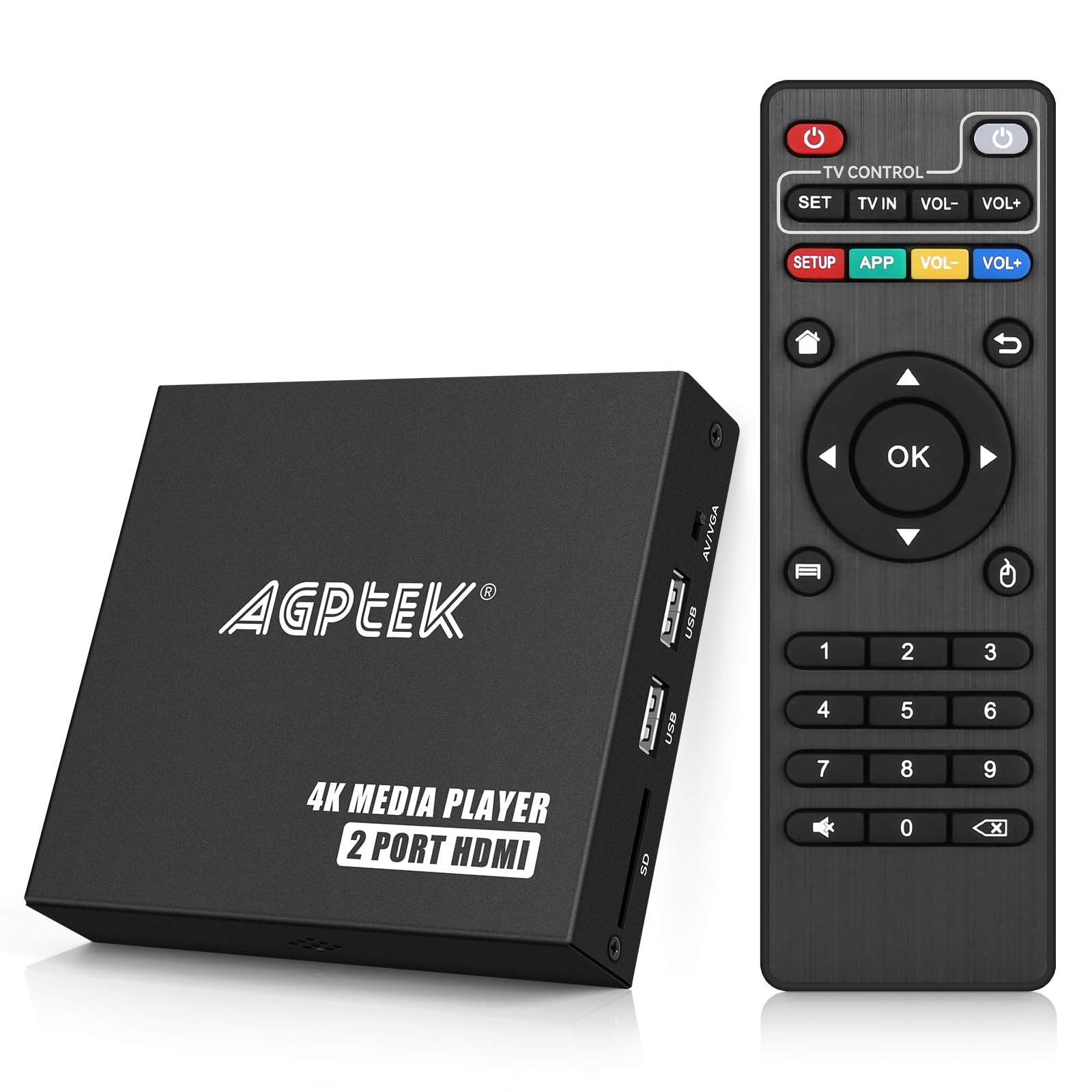 4K@30hz HDMI TV Media Player with Dual HDMI, One AV/VGA Output, 4K Splitter F…
