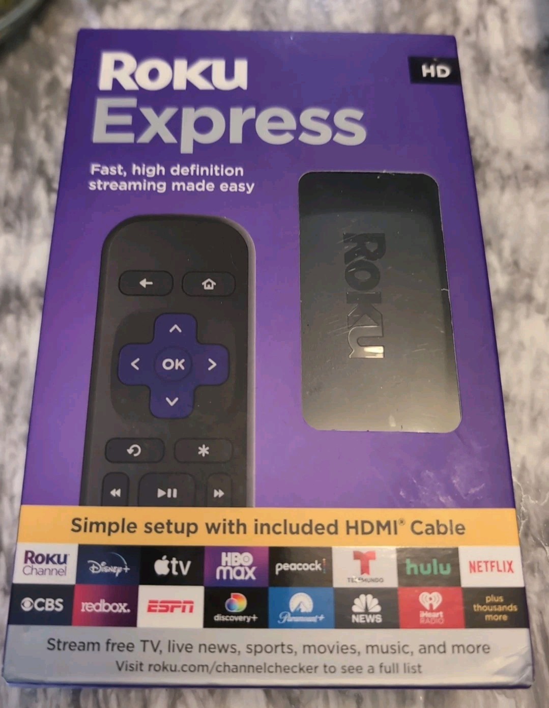 Roku Express HD • Streaming Platform/Remote • Mo# 3930R • New/Open Box!