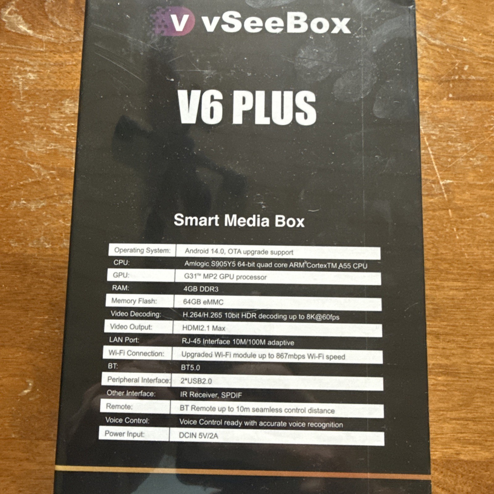 vSeeBox V6 Plus 8K UHD Streaming Media Player WiFi HDMI Black