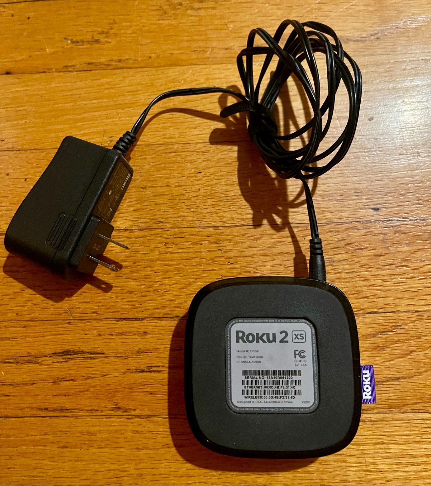 Roku 2 XS Model 3100X Streaming Device Tested with Remote & Power Adapter
