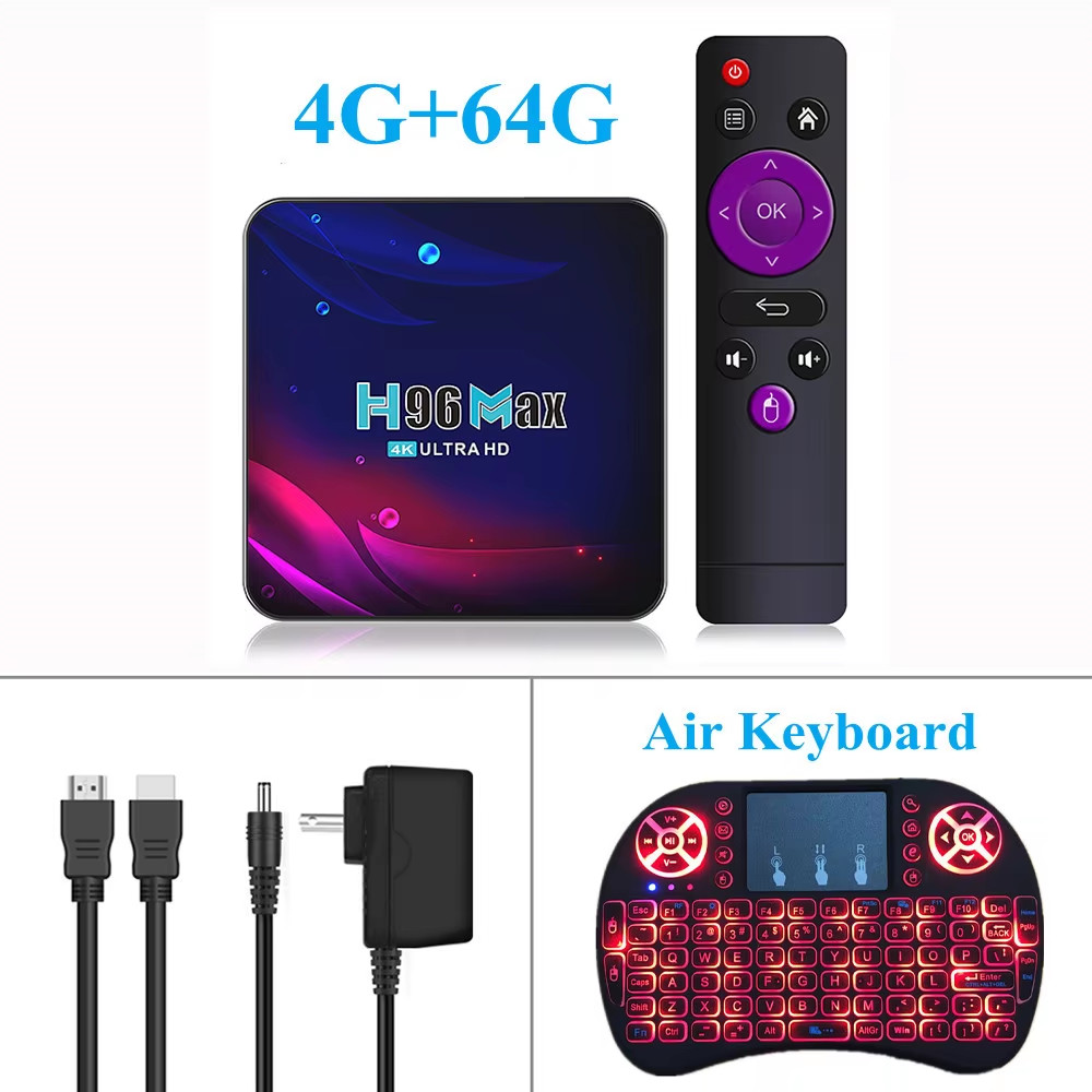 H96 MAX Rockchip RK3318 Smart TV Box Android 11 4G 64GB Support AV1 Wifi BT TVBO