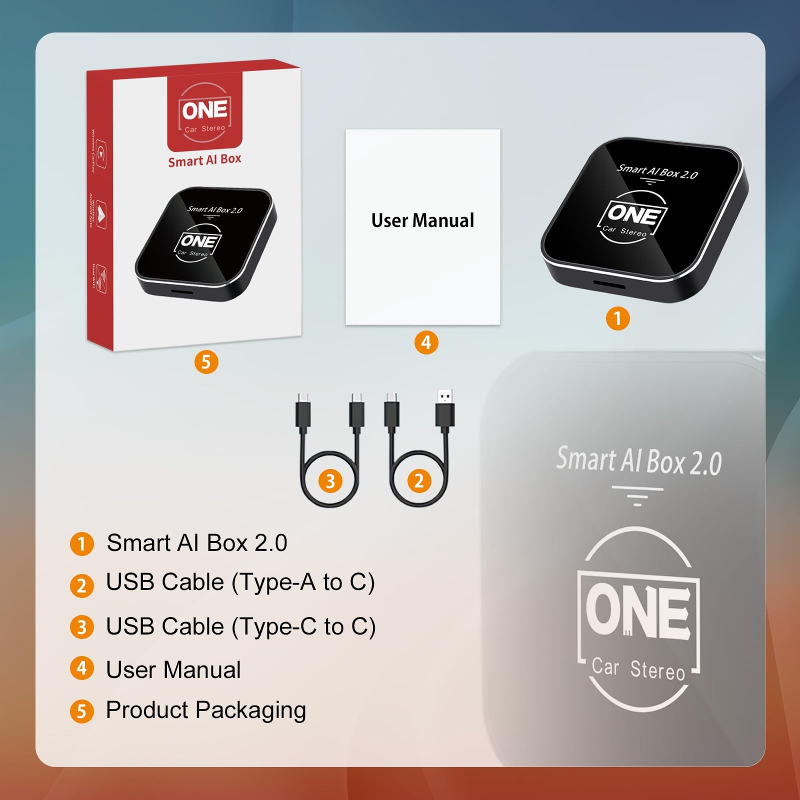 One Car Stereo 2026 Smart Ai 2.0 Wireless Carplay Android Auto Adapter Dongle