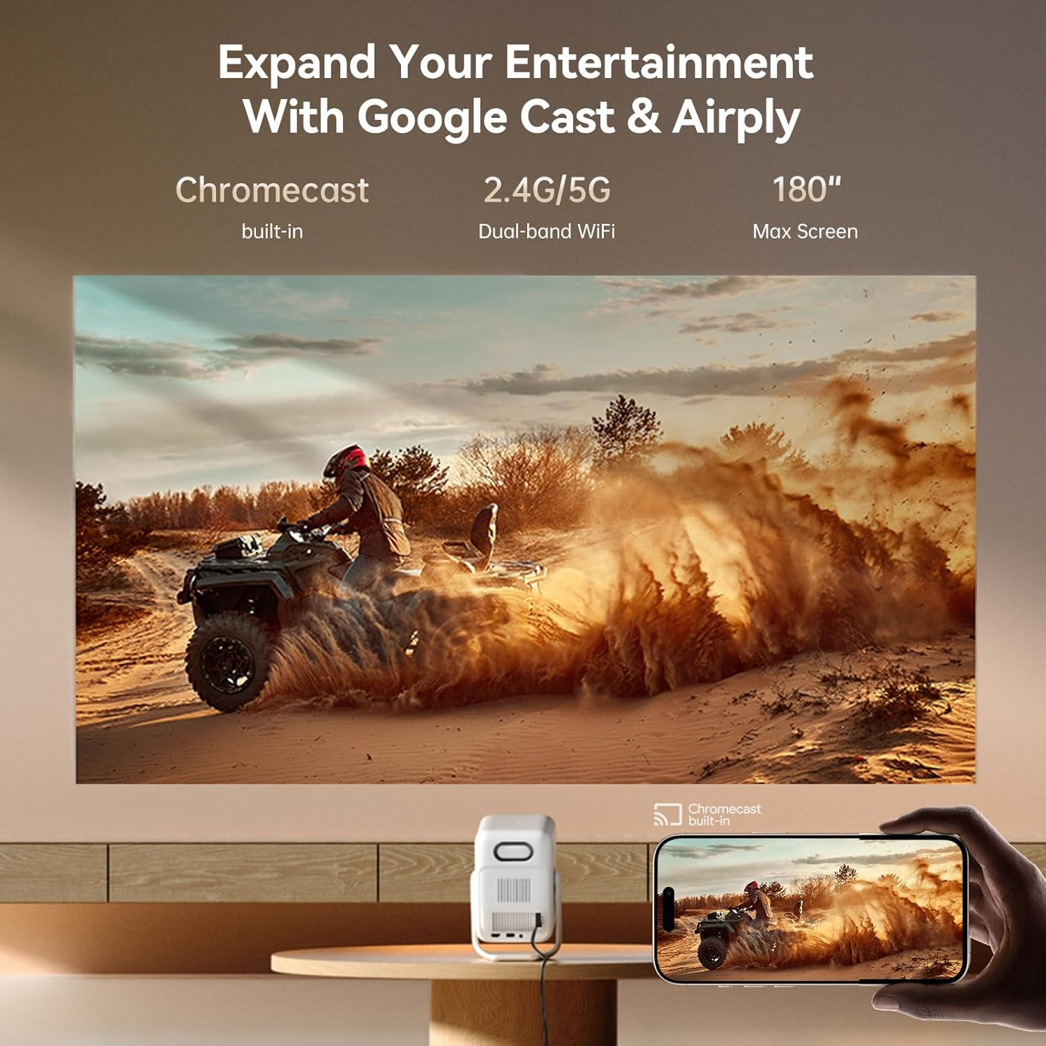 [Android TV 11.0 & 1080P Native] T2 Ultra Projector with Wifi and Bluetooth, 12
