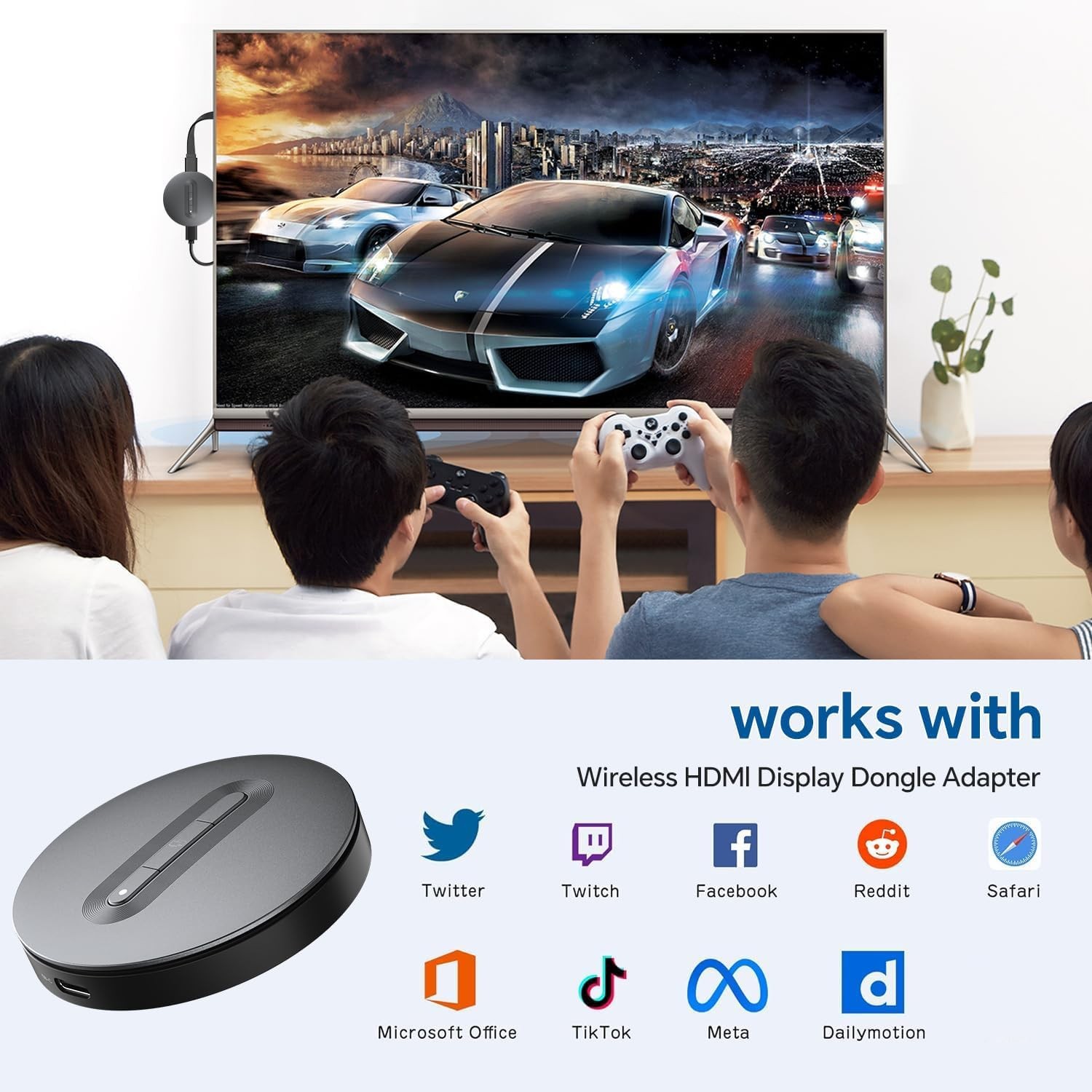Wireless HDMI Display Dongle Adapter – Miracast Dongle, DLNA, AirPlay – Plug …