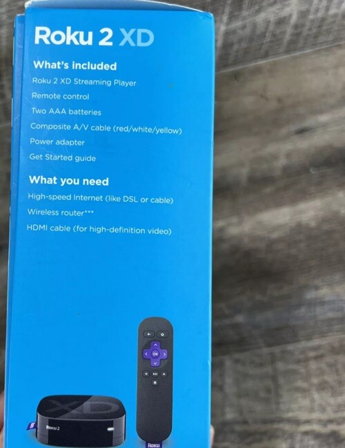Roku 2XD Media Streamer 3050R Black w/Remote AC Adapter & HDMI Cable Tested Good