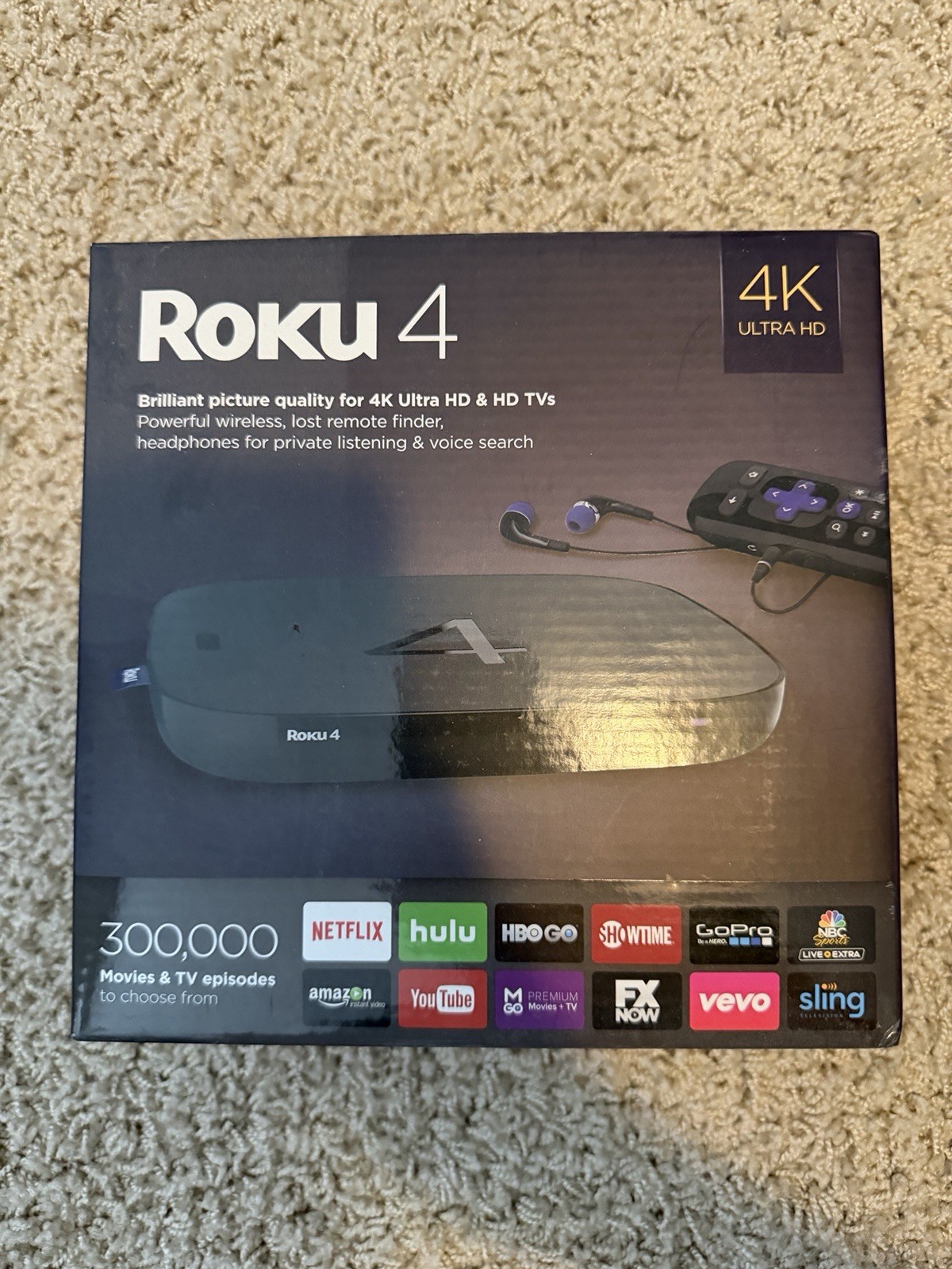Roku 4 4400R 4K UHD Streaming Media Player Black Brand New Sealed Free Ship