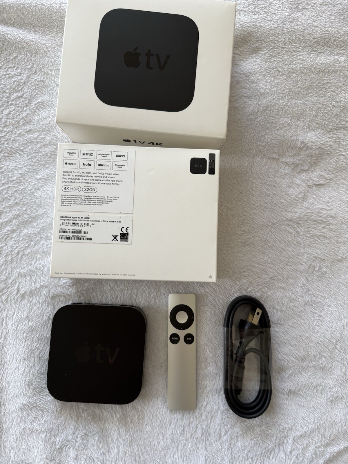 Apple TV 4K 32GB 4K HDR Media Streamer MQD22LL/A A1842 with Siri Remote