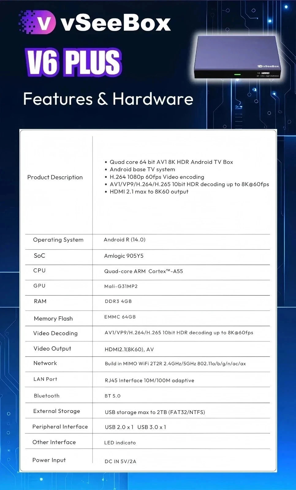 New 2026 V6 Plus + Mini Keyboard. Backlit Voice Remote, 8K, Lifetime Support