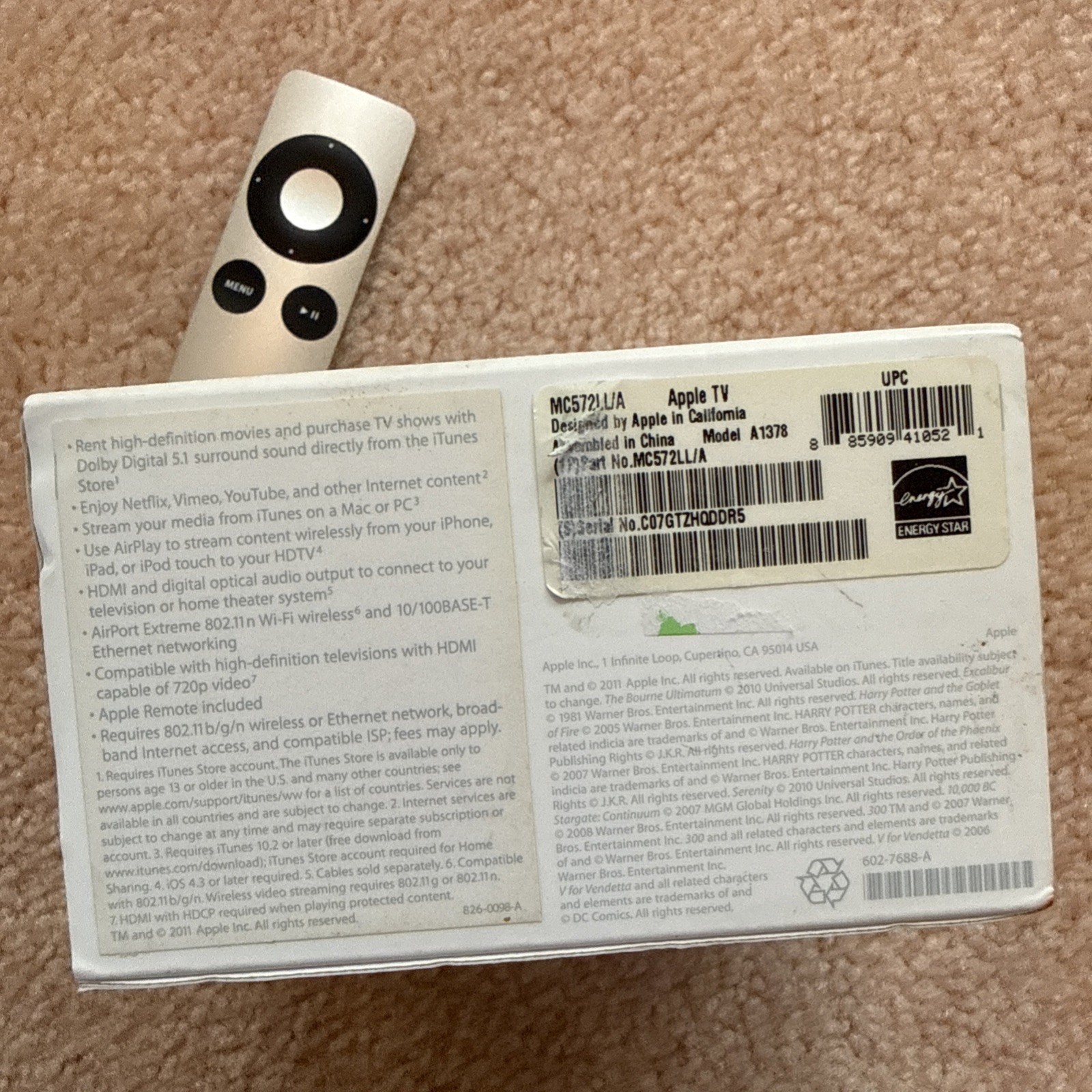 Apple TV 2 2nd Generation A1378 MC572LL/A Streaming Media Player Good