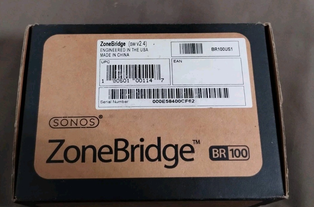 SONOS ZoneBridge 100. BR-100. Multi Room Music System, Open Box, Never Use.