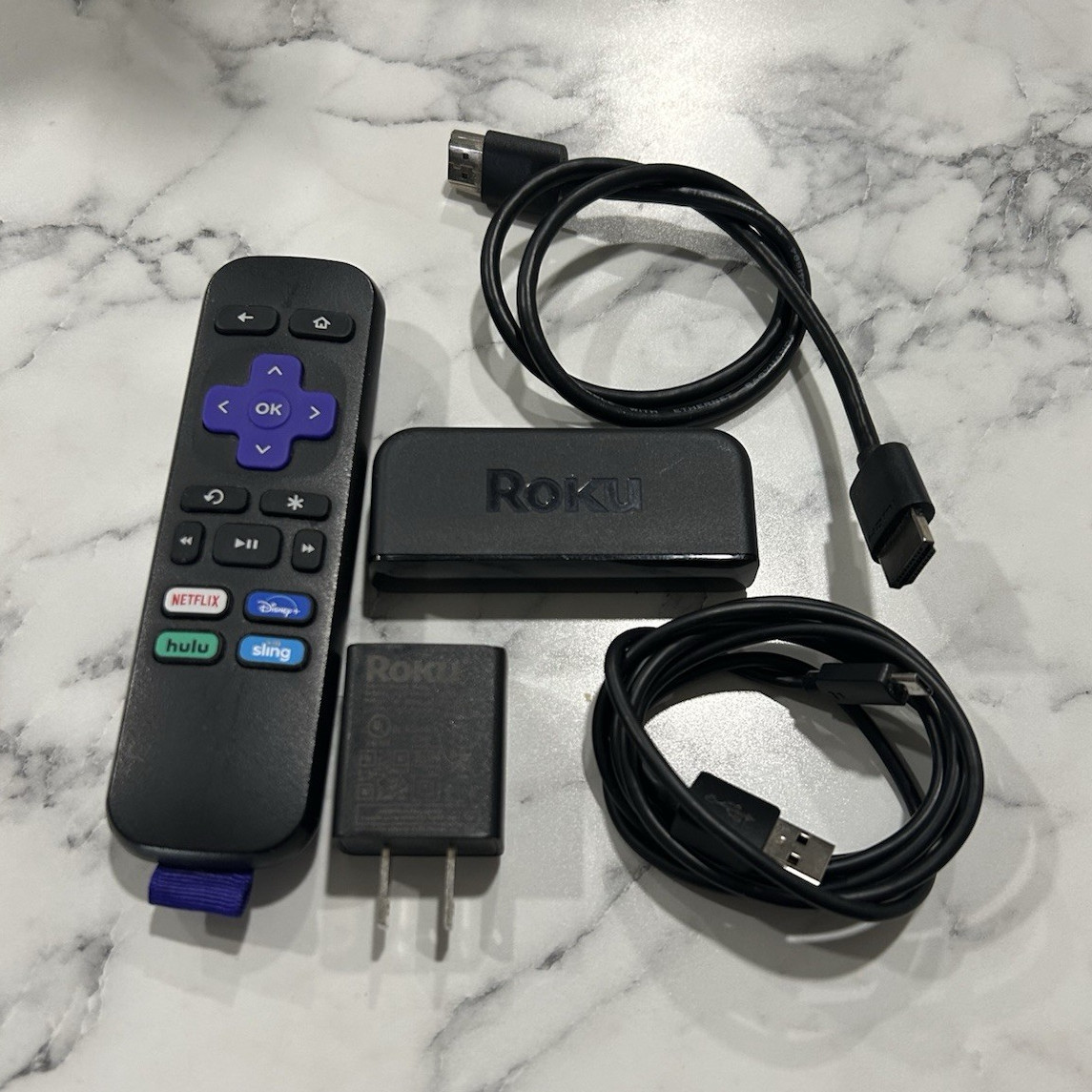 Roku Roku Streaming Stick HDMI Wi-Fi Media Streamer w/ Remote Power Adapter USB