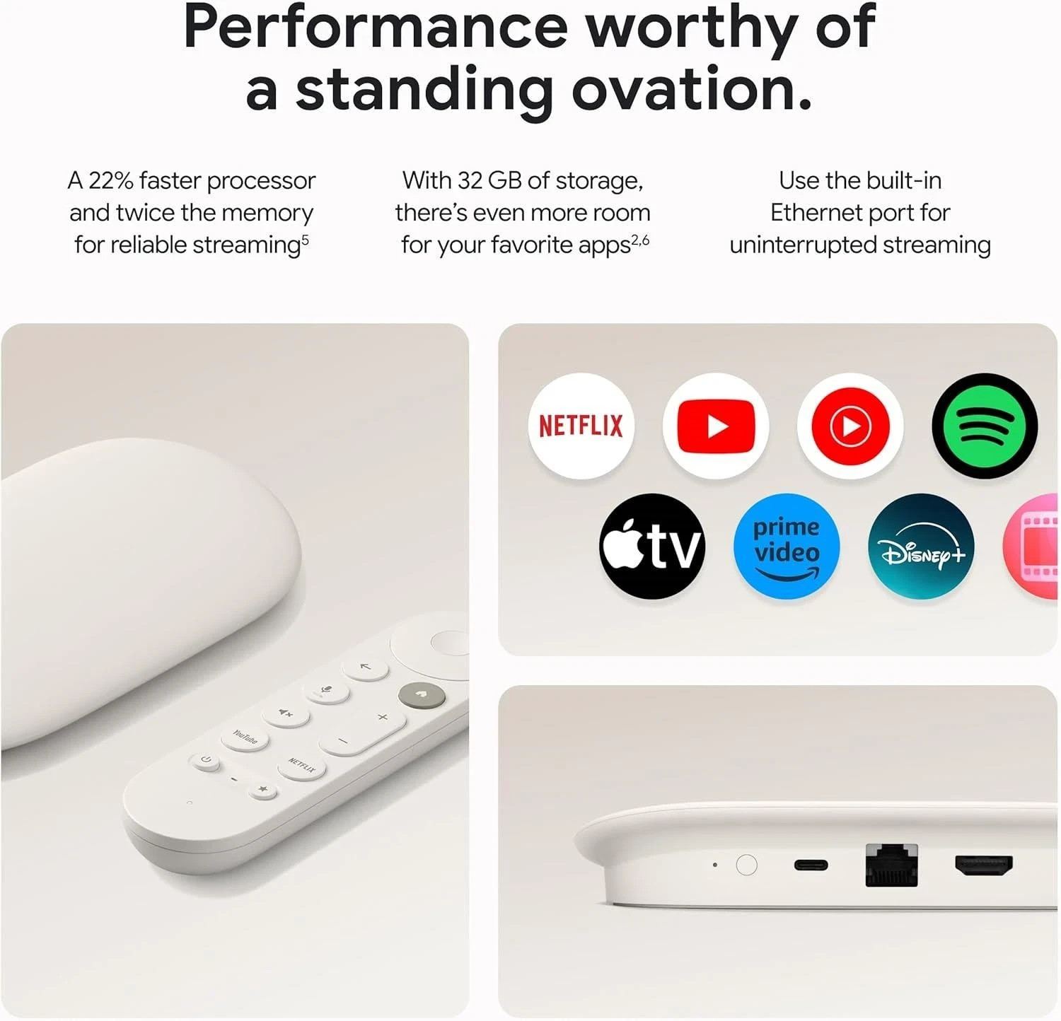 Google TV Streamer (4K) w/ Voice Remote 32GB Porcelain GRS6B