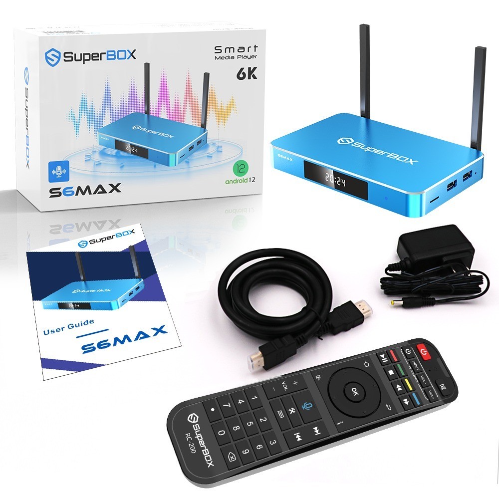 Official SuperBox S6 Max + 2026 Model Smart Android 14 TV Box Dual WiFi 6E