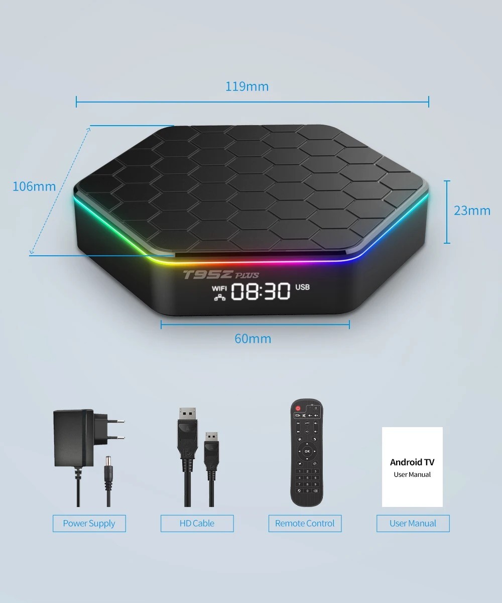 Upgraded 2026 T95Z Plus Smart Android 12 TV Box Quad Core 6K 4K HD Stream Player