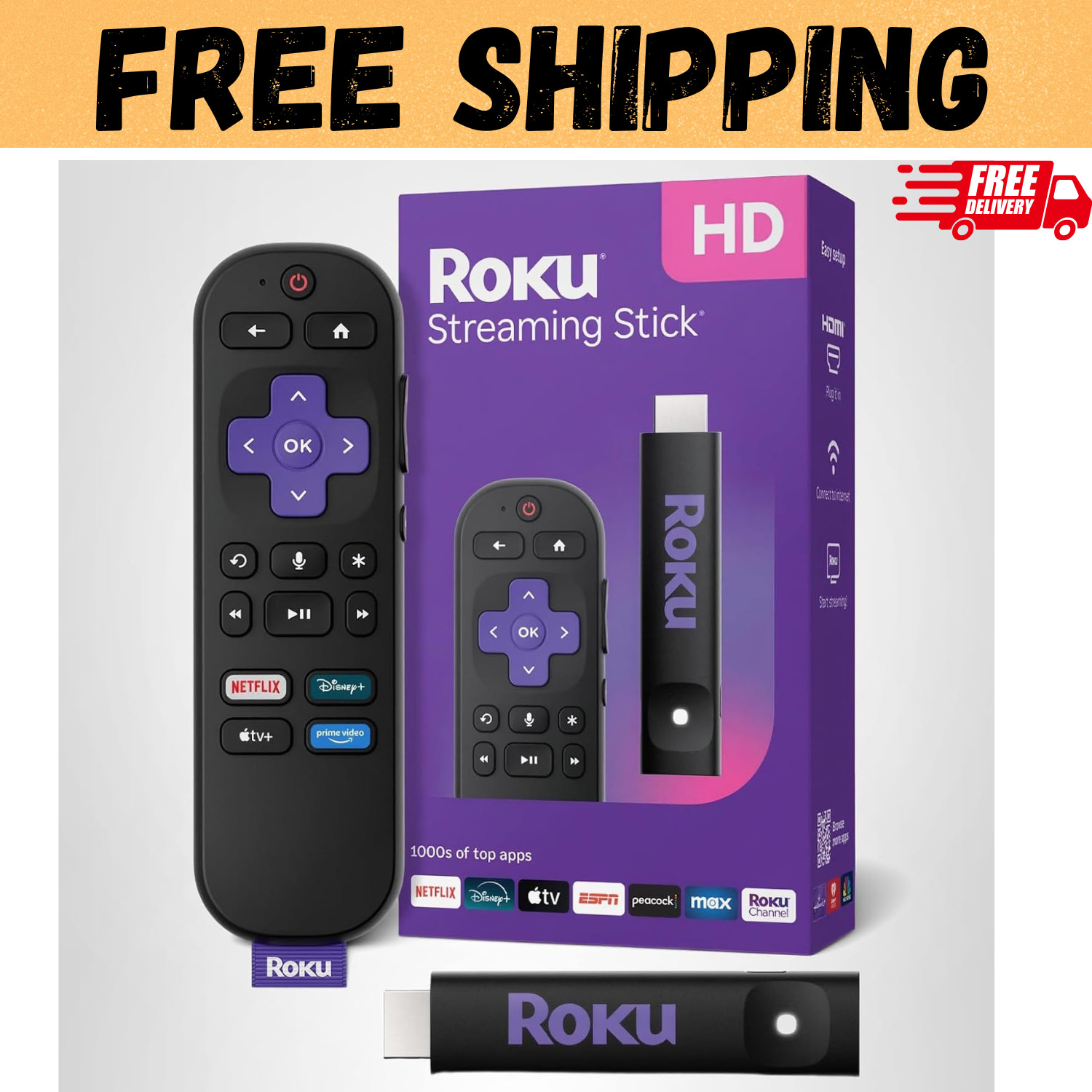 📺 Roku Streaming Stick 2025 HD w/ Voice Remote Streaming Device NEW