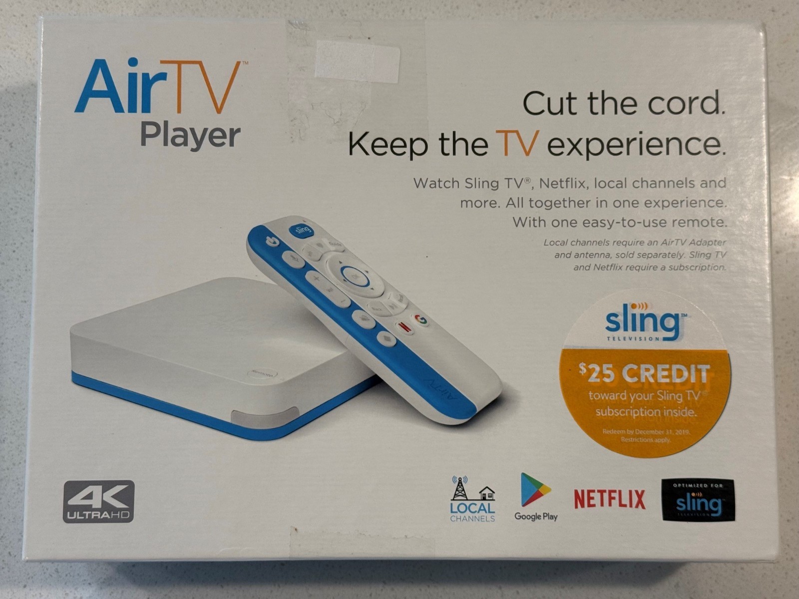 AirTV Streaming Media Player HD 4K Sling Netflix Google Play UIW4010ECH open box