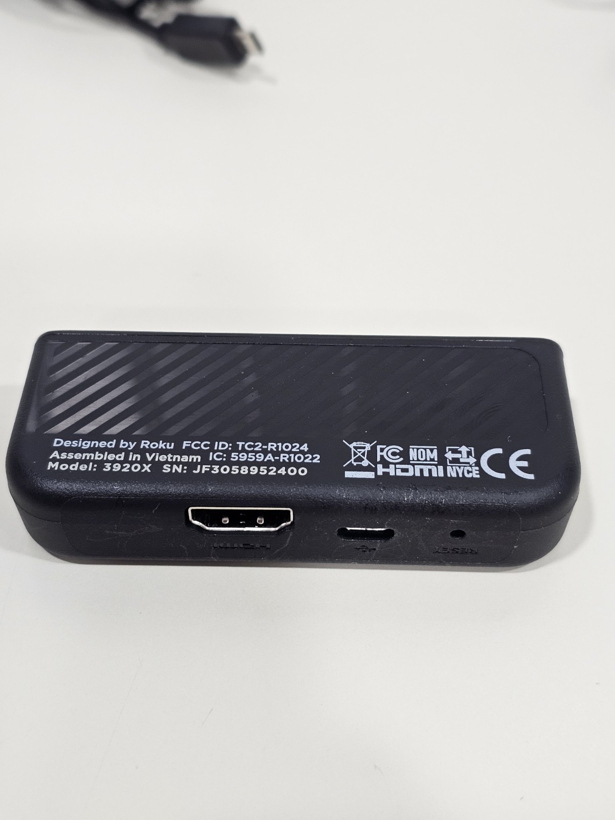 Roku Premiere 3920X HD Media Streamer, w/ USB Cable Remote No Power Block Works