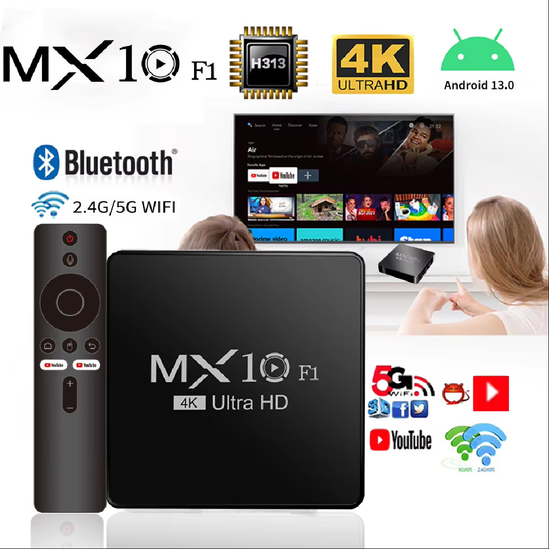 Smart TV Box Android 13 F1 Allwinner H313 Mali-G31 TV Box Android Support Voice